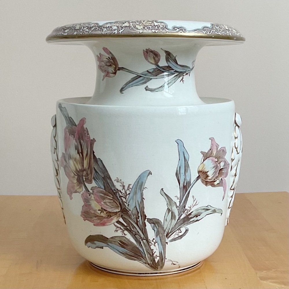 Antique Doulton Burslem Tulip Spittoon Victorian English Semi Porcelain